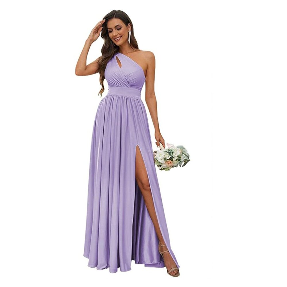 Lavender Lilac Stretchy One Shoulder Bridesmaid Dress, Size 10/L, New with Tags